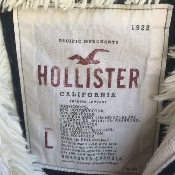 ⭐️ Like New  Sz L Hollister Fur Lined Hooded Jacket - Picture 3 of 4